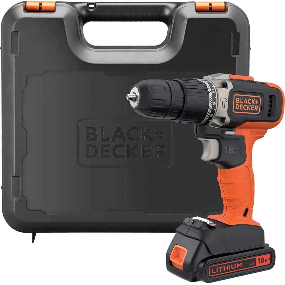 Black and Decker BCD003C 18v Cordless Combi Drill 1 x 1.5ah Li-ion Battery Charger Case - Image 1