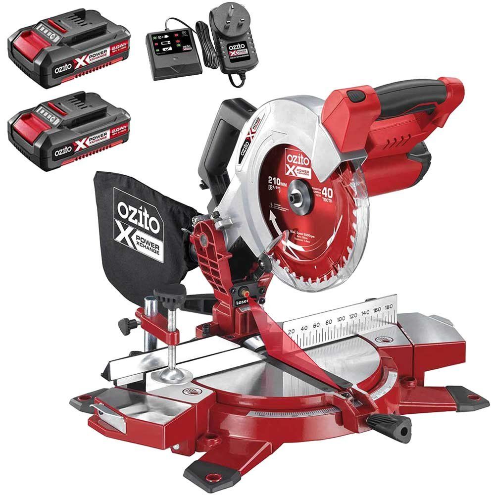 Ozito PXCMSS 18v Cordless Compound Mitre Saw 210mm 2 x 2ah Li-ion Battery Charger No Case - Image 1
