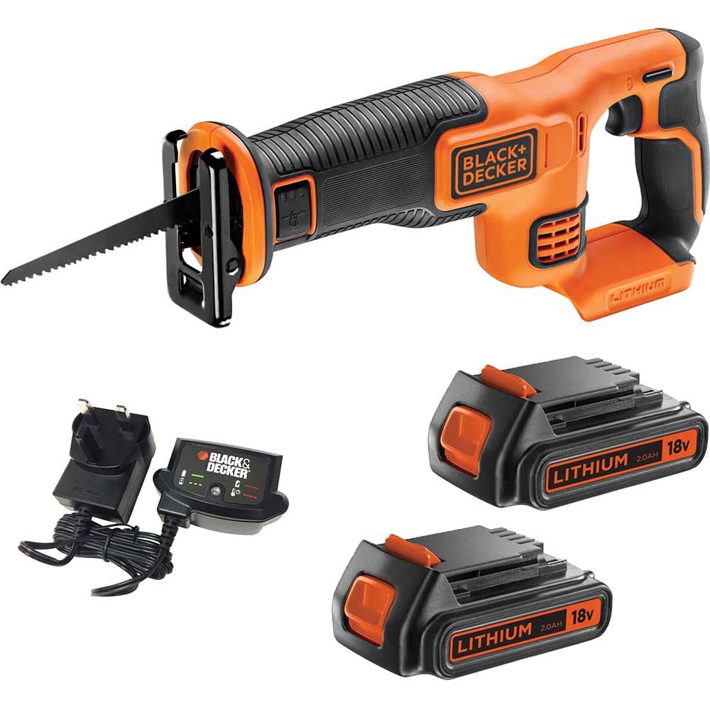 Black and Decker BDCR18 18v Cordless Reciprocating Saw 2 x 2ah Li-ion Battery Charger No Case - Image 1
