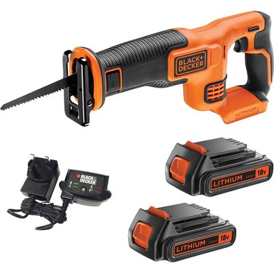 Black and Decker BDCR18 18v Cordless Reciprocating Saw 2 x 2ah Li-ion Battery Charger No Case