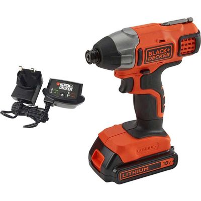 Black and Decker BDCIM18 18v Cordless Impact Driver 1 x 2ah Li-ion Battery Charger No Case