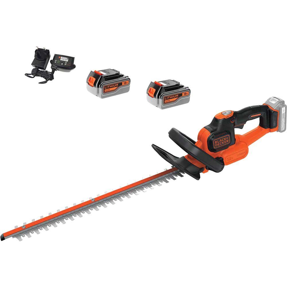 Black and Decker GTC18452PC 18v Cordless Hedge Trimmer 450mm 2 x 4ah Li-ion Battery Charger - Image 1