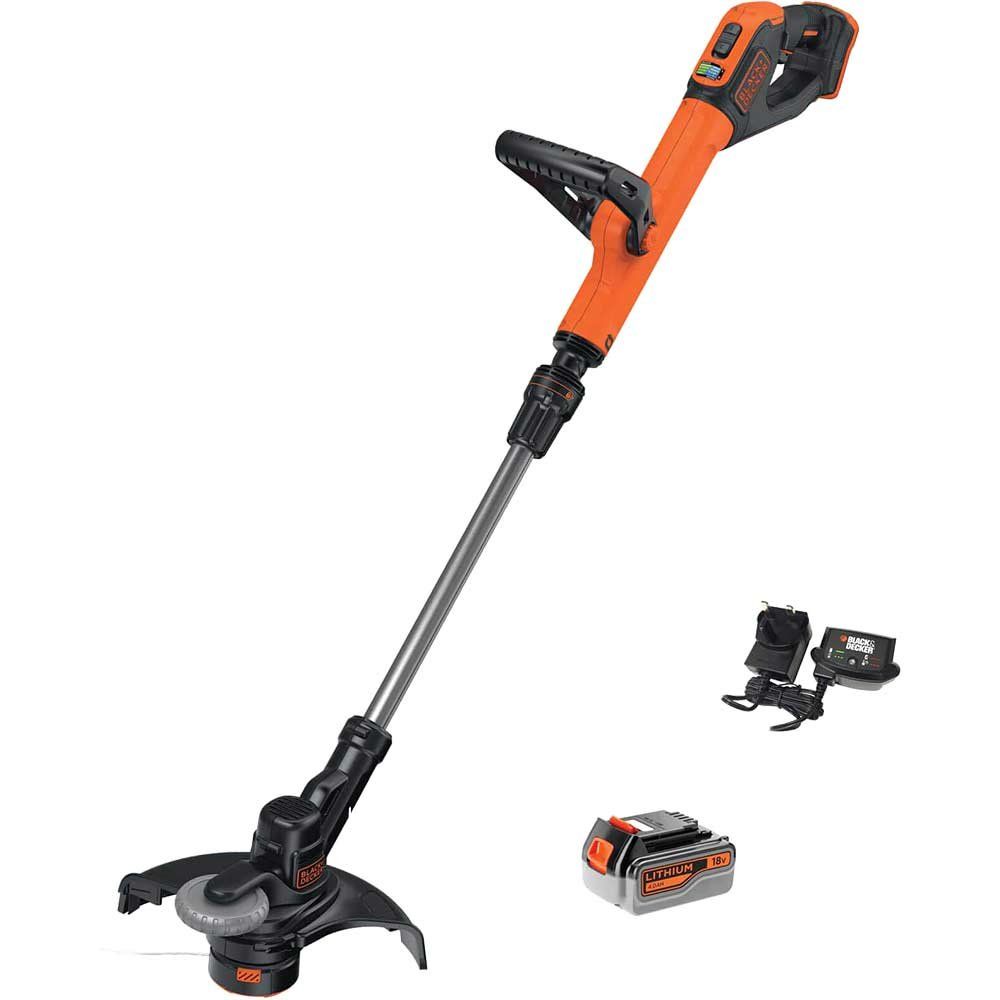 Black and Decker STC1820PC 18v Cordless Telescopic Grass Trimmer and Edger 280mm 1 x 4ah Li-ion Battery Charger - Image 1
