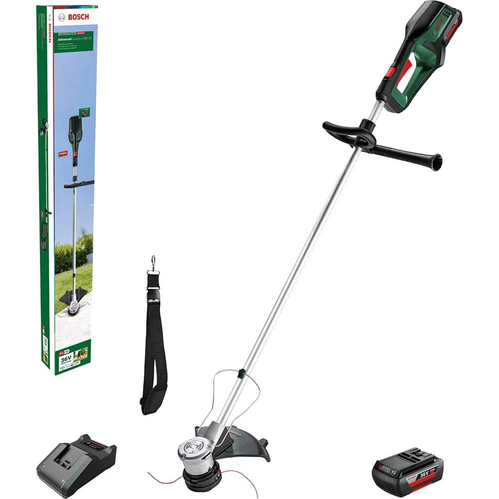 Bosch ADVANCEDGRASSCUT 36V-33 36v Cordless Brushless Grass Trimmer 330mm 2 x 4ah Li-ion Battery Charger - Image 1