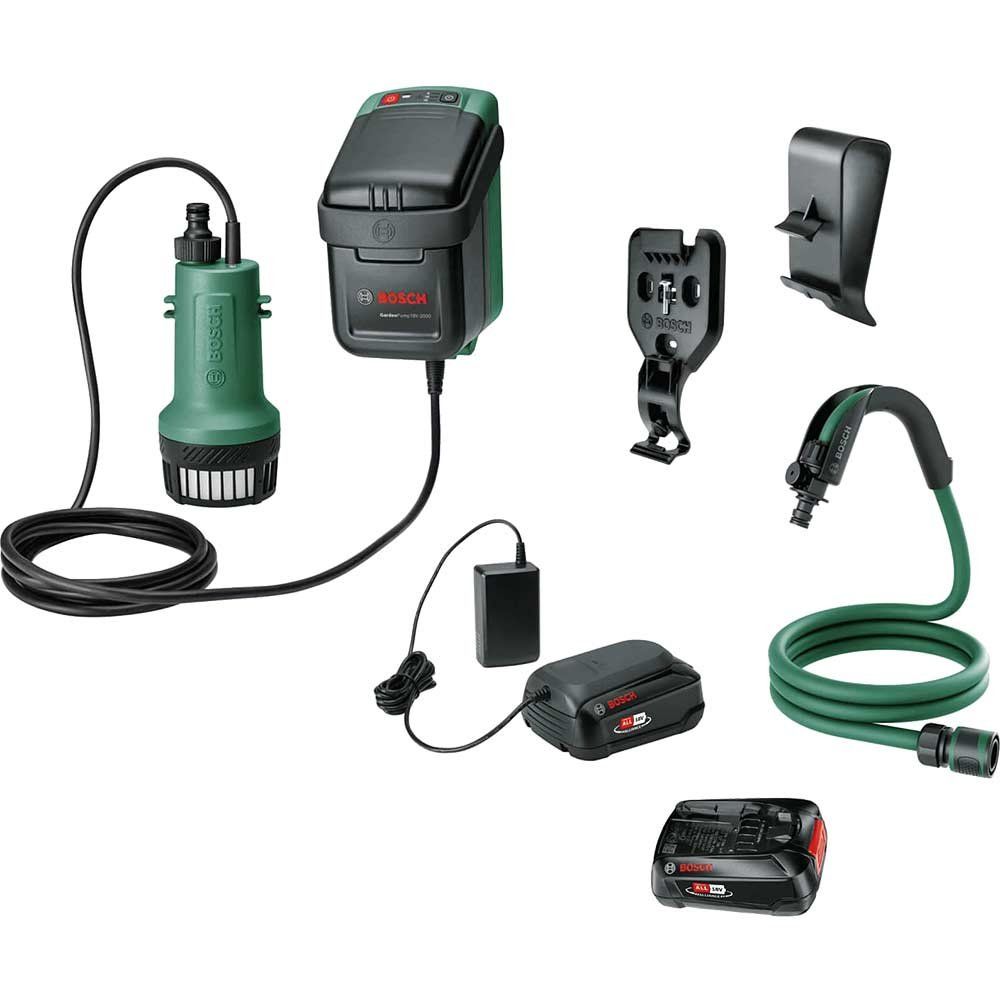 Bosch GARDENPUMP 18-2000 P4A 18v Cordless Submersible Water Pump 2 x 6ah Li-ion Battery Charger - Image 1