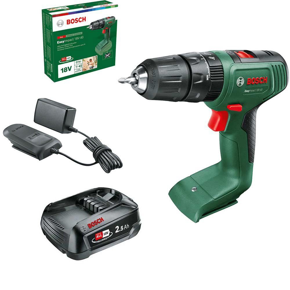 Bosch EASYIMPACT 18V-40 P4A 18v Cordless Combi Drill 2 x 2.5ah Li-ion Battery Charger No Case - Image 1
