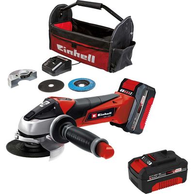 Einhell TE-AG 18/115 Li 18v Cordless Angle Grinder 115mm 2 x 4ah Li-ion Battery Charger Bag