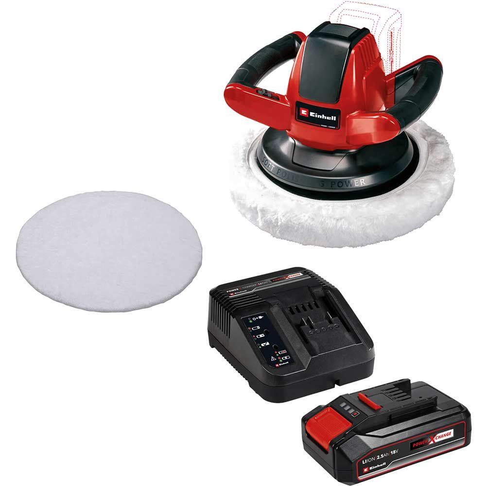 Einhell CE-CB 18/254 Li 18v Cordless Car Buffer and Polisher 1 x 2.5ah Li-ion Battery Charger No Case - Image 1