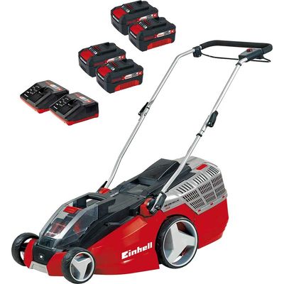 Einhell GE-CM 43 Li M 36v Cordless Brushless Lawnmower 430mm 4 x 4ah Li-ion Twin or Dual Battery Charger