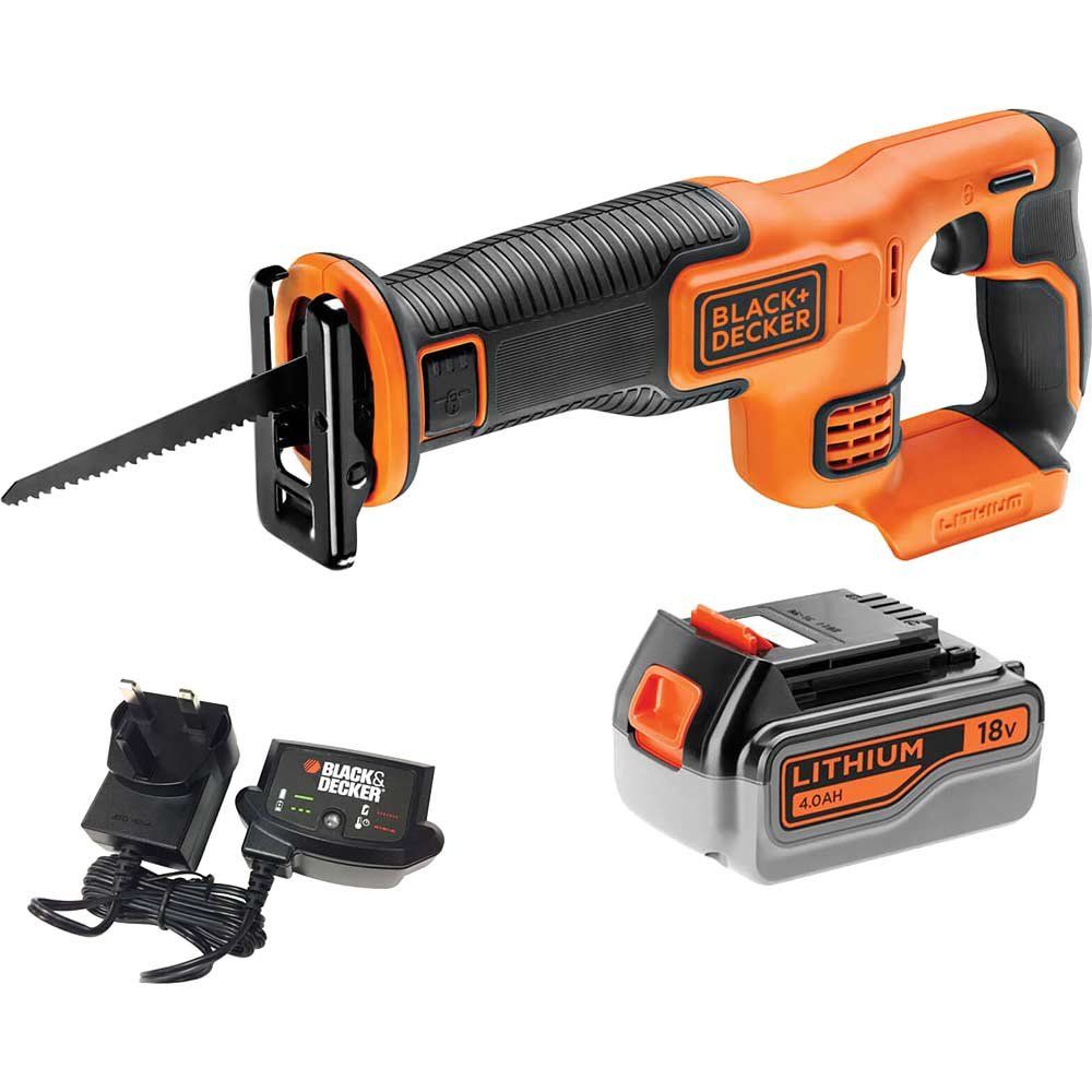 Black and Decker BDCR18 18v Cordless Reciprocating Saw 1 x 4ah Li-ion Battery Charger No Case - Image 1