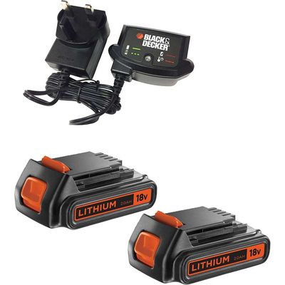 Black and Decker Genuine 18v Twin Li-ion Battery and Charger Pack 2ah 2ah