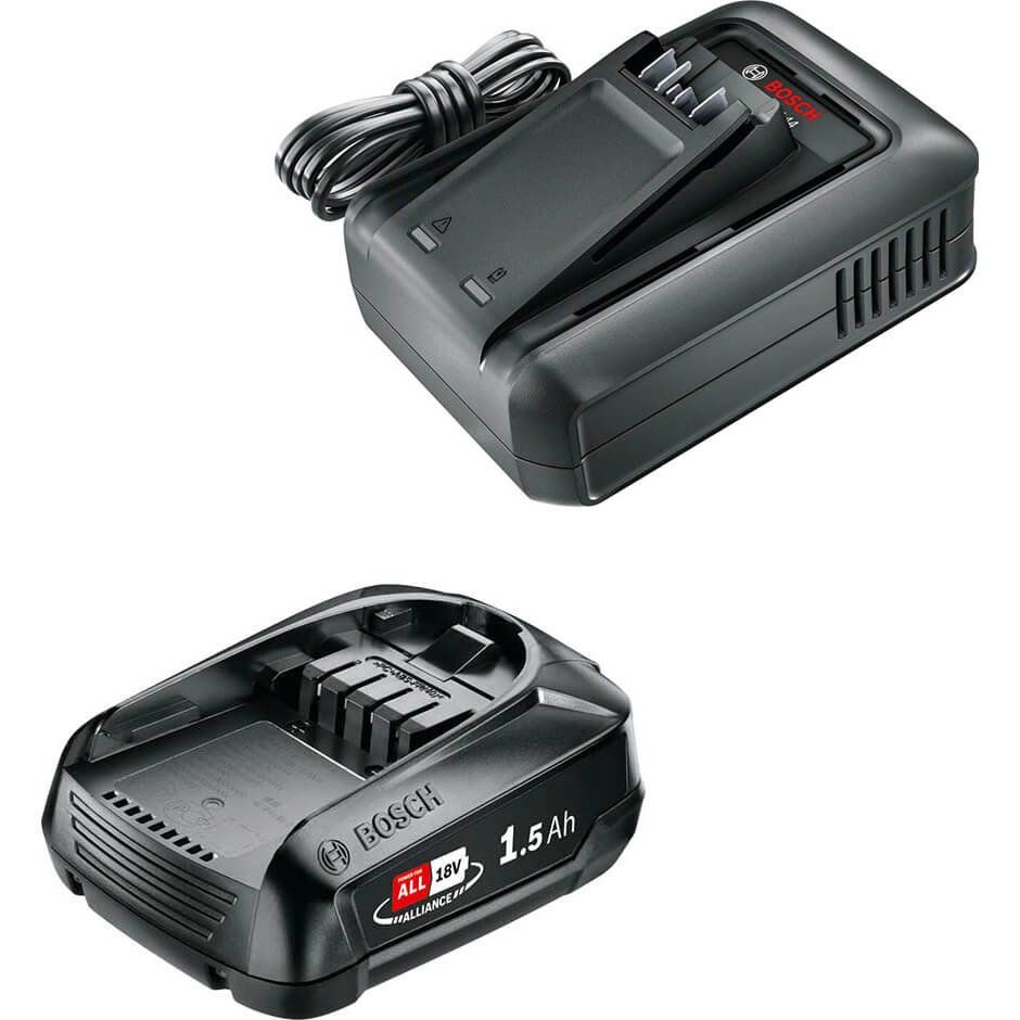 Bosch Genuine GREEN P4A 18v Cordless Li-ion Battery 1.5ah and Fast Charger - Image 1
