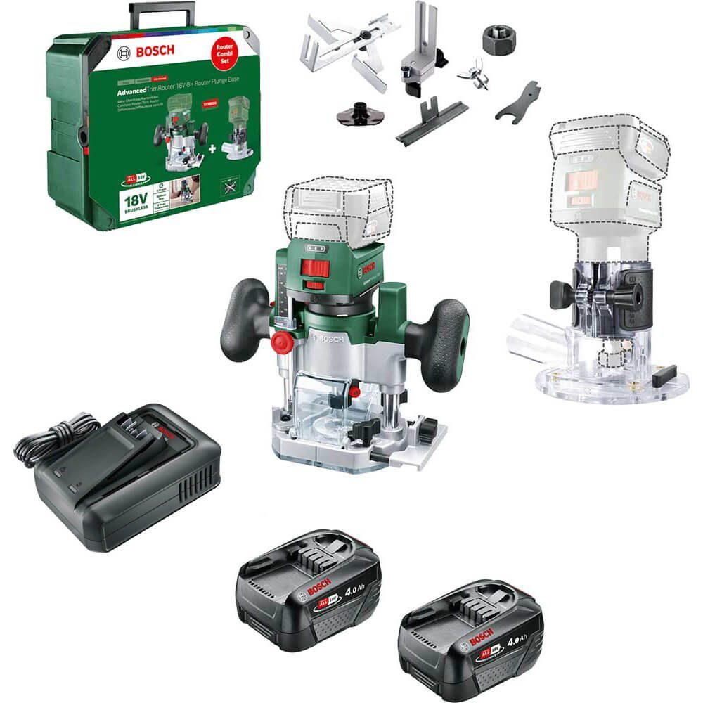 Bosch ADVANCEDTRIMROUTER 18V-8 P4A 18v Cordless Trim Router 1 x 2.5ah Li-ion Battery Charger No Case - Image 1