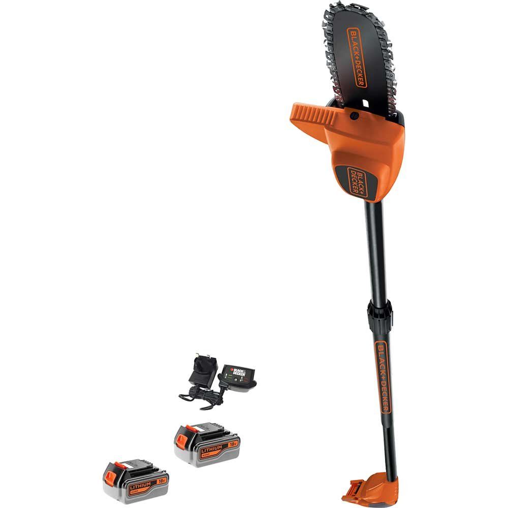 Black and Decker GPC1820L 18v Cordless Pole Tree Pruner 2 x 4ah Li-ion Battery Charger - Image 1