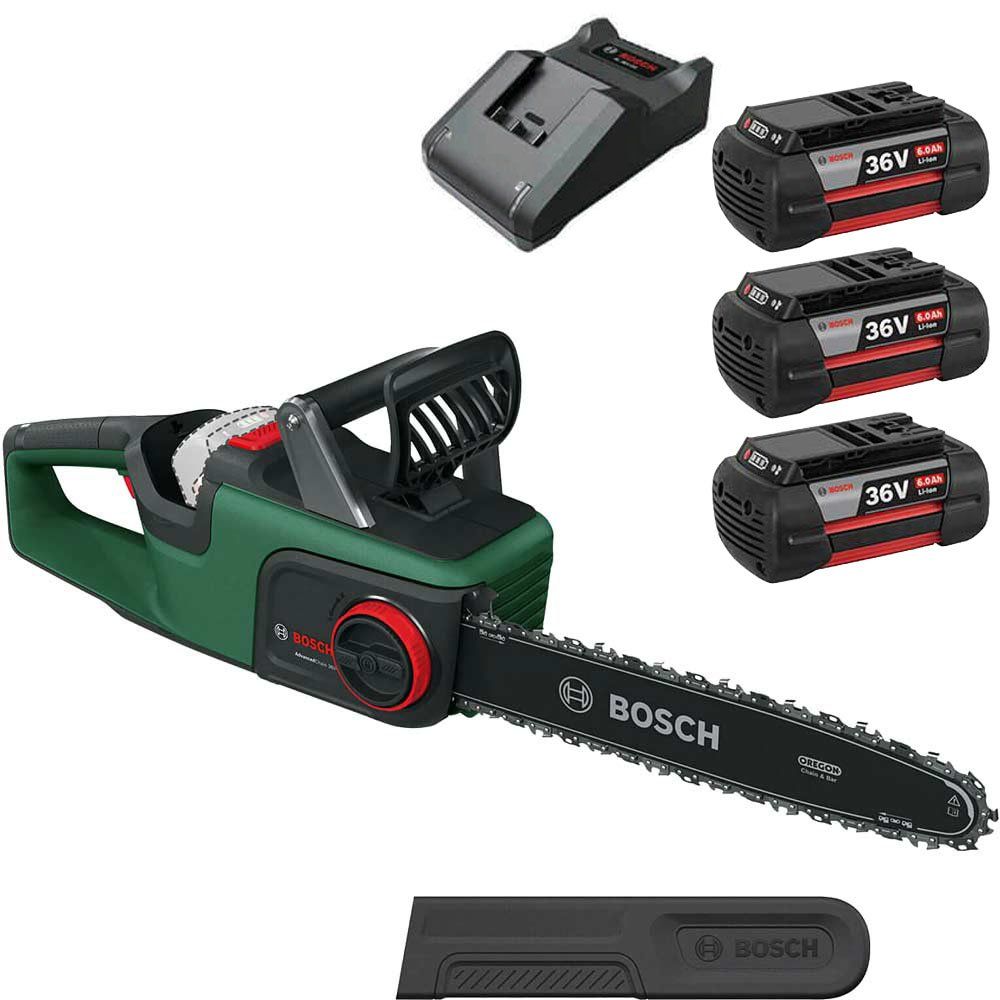 Bosch ADVANCEDCHAIN 36V-35-40 36v Cordless Chainsaw 350mm 2 x 4ah Li-ion Battery Charger - Image 1