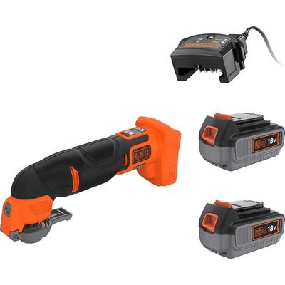 Black and Decker BDCOS18 18v Cordless OIS Oscillating Multi Tool 2 x 4ah Li-ion Battery Charger No Case with Accessories