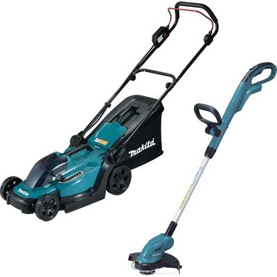 Makita 18v LXT Cordless Rotary Lawnmower and Grass Trimmer Kit No Batteries No Battery Charger