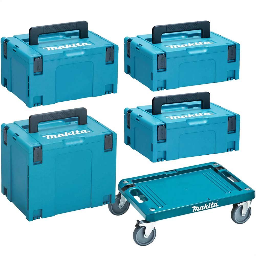 Makita 4 Piece MakPac Connector Stackable Power Tool Case Set and Wheeled Base - Image 1