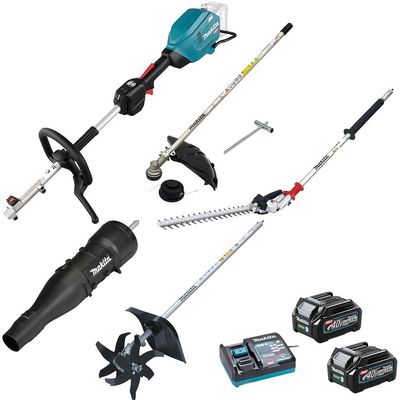 Makita UX01G 40v Max XGT Cordless Brushless Split Shaft Garden Multi Tool Set 2 x 2.5ah Li-ion Battery Charger