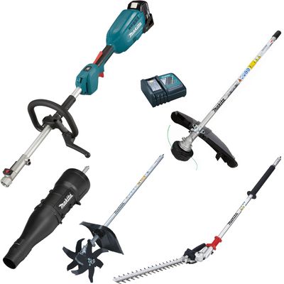 Makita DUX18 18v LXT Cordless Brushless Split Shaft Garden Multi Tool Set 1 x 5ah Li-ion Battery Charger