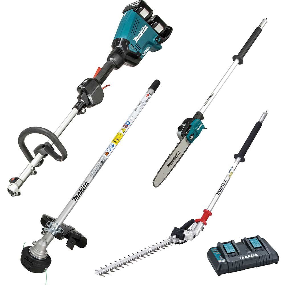 Makita DUX60 Twin 18v LXT Cordless Brushless Split Shaft Garden Multi Tool Set 2 x 6ah Li-ion Battery Charger - Image 1