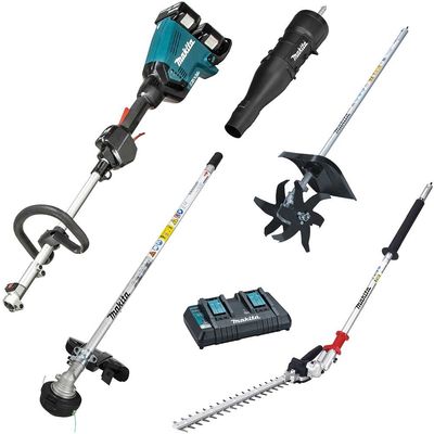 Makita DUX60 Twin 18v LXT Cordless Brushless Split Shaft Garden Multi Tool Set 2 x 5ah Li-ion Battery Charger