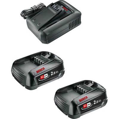 Bosch Genuine GREEN P4A 18v Cordless Li-ion Twin Battery 2ah and Fast Charger 2ah