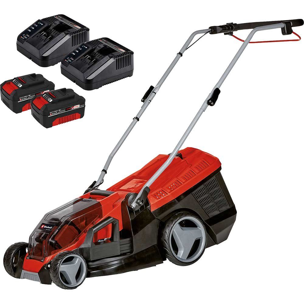 Einhell GE-CM 36/36 Li 36v Cordless Brushless Rotary Lawnmower 360mm 4 x 4ah Li-ion Twin or Dual Battery Charger - Image 1