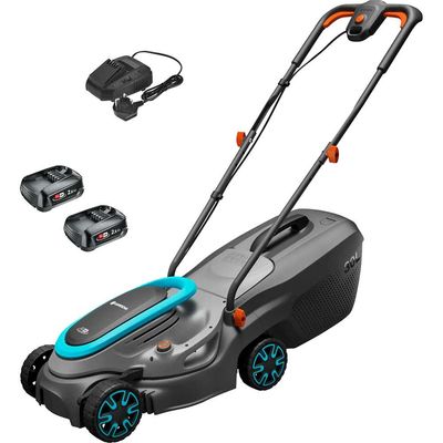 Gardena POWERMAX 32 P4A 18v Cordless Rotary Lawnmower 320mm 2 x 4ah Li-ion Battery Charger