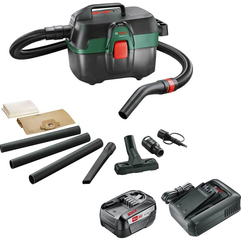 Bosch ADVANCEDVAC 18V-8 P4A 18v Cordless Portable Wet and Dry Vacuum Cleaner 8L 2 x 2ah Li-ion Battery Charger No Case - Image 1