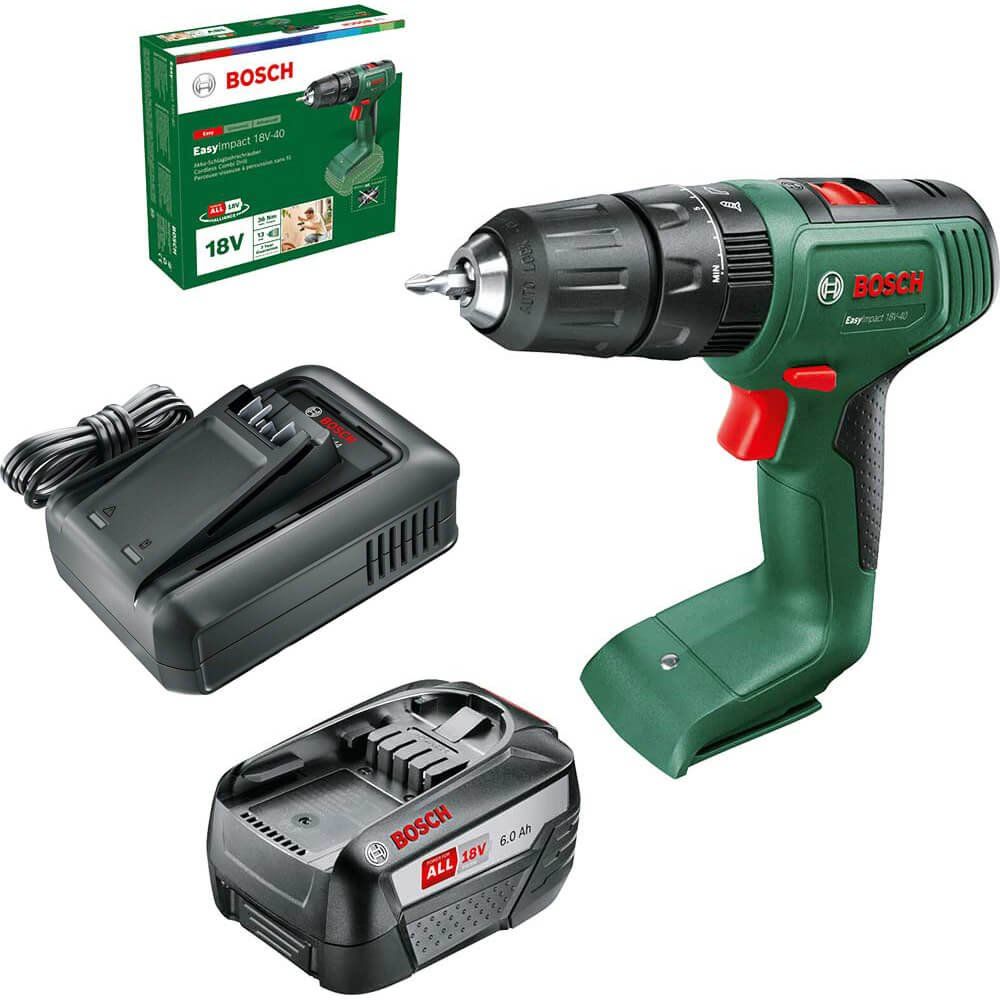 Bosch EASYIMPACT 18V-40 P4A 18v Cordless Combi Drill 1 x 2ah Li-ion Battery Charger No Case - Image 1