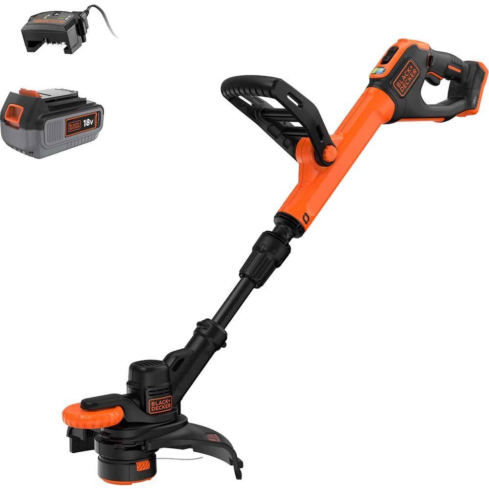 Black and Decker BCST918 18v Cordless Telescopic Grass Trimmer and Edger 280mm 1 x 4ah Li-ion Battery Charger - Image 1