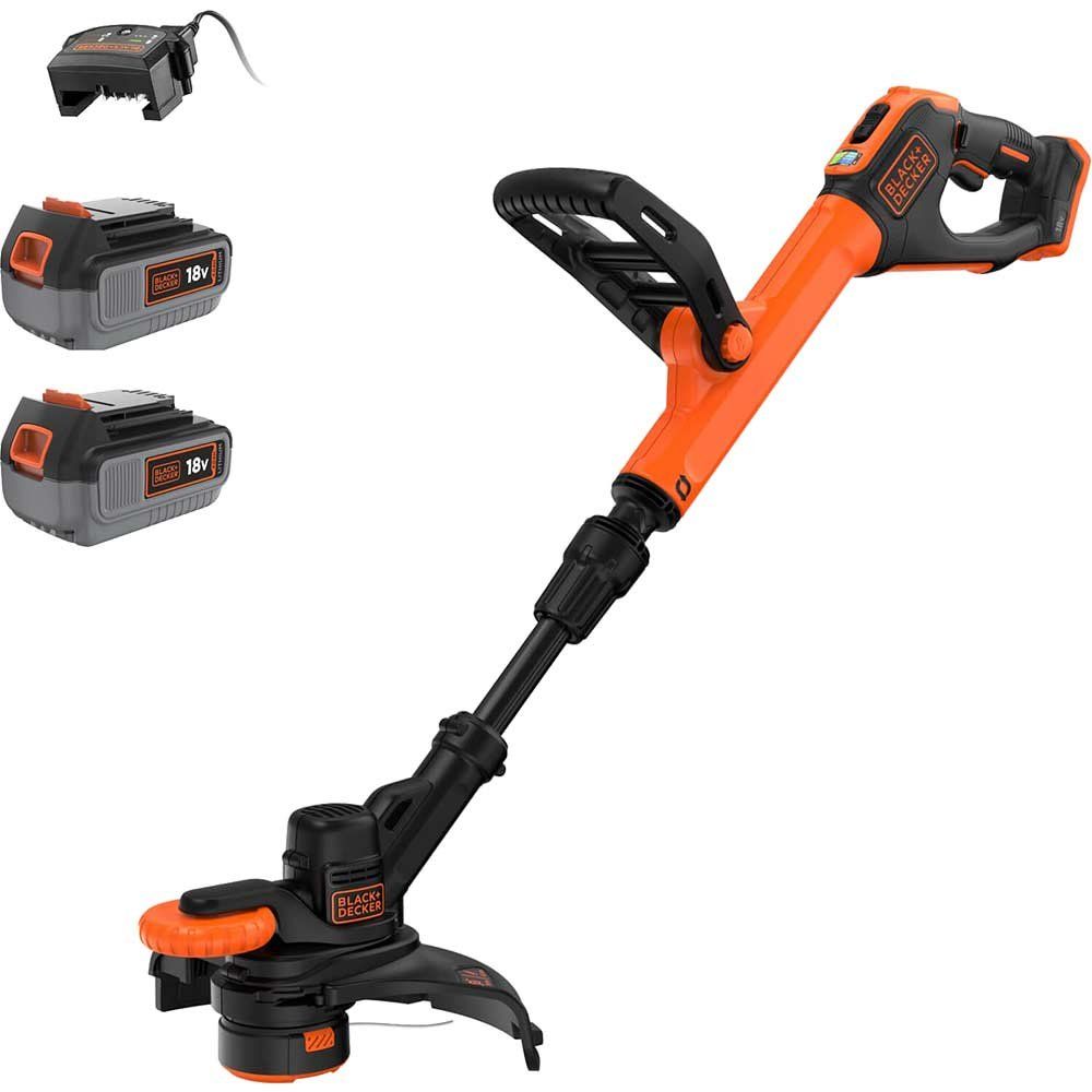 Black and Decker BCST918 18v Cordless Telescopic Grass Trimmer and Edger 280mm 2 x 4ah Li-ion Battery Charger - Image 1