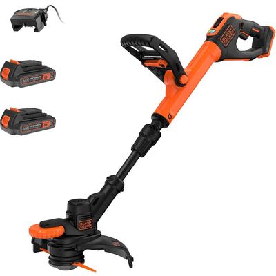 Black and Decker BCSTR918 18v Cordless Resin Blade Telescopic Grass Trimmer and Edger 280mm 2 x 2ah Li-ion Battery Charger