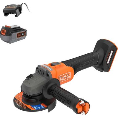 Black and Decker BCG6L8 18v Cordless Brushless Angle Grinder 115mm 2 x 4ah Li-ion Battery Charger No Case