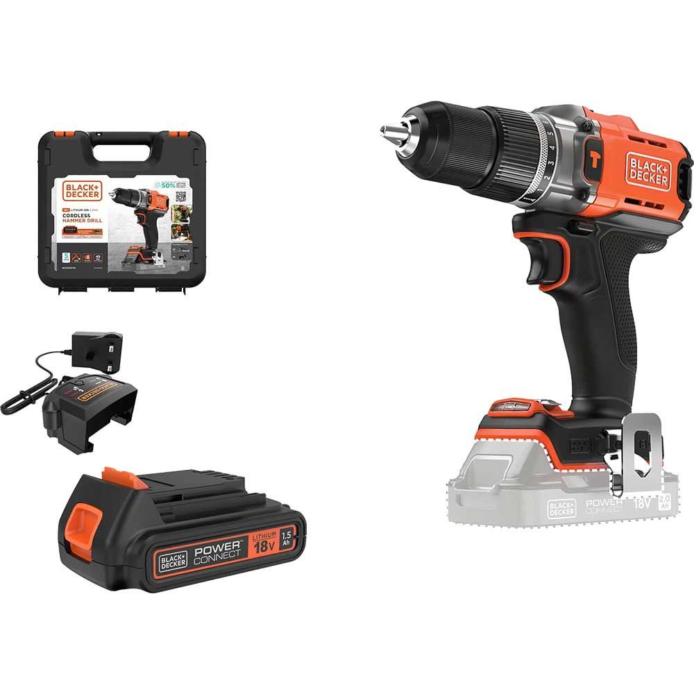 Black and Decker BCD383 18v Cordless Combi Drill 1 x 1.5ah Li-ion Battery Charger Case - Image 1