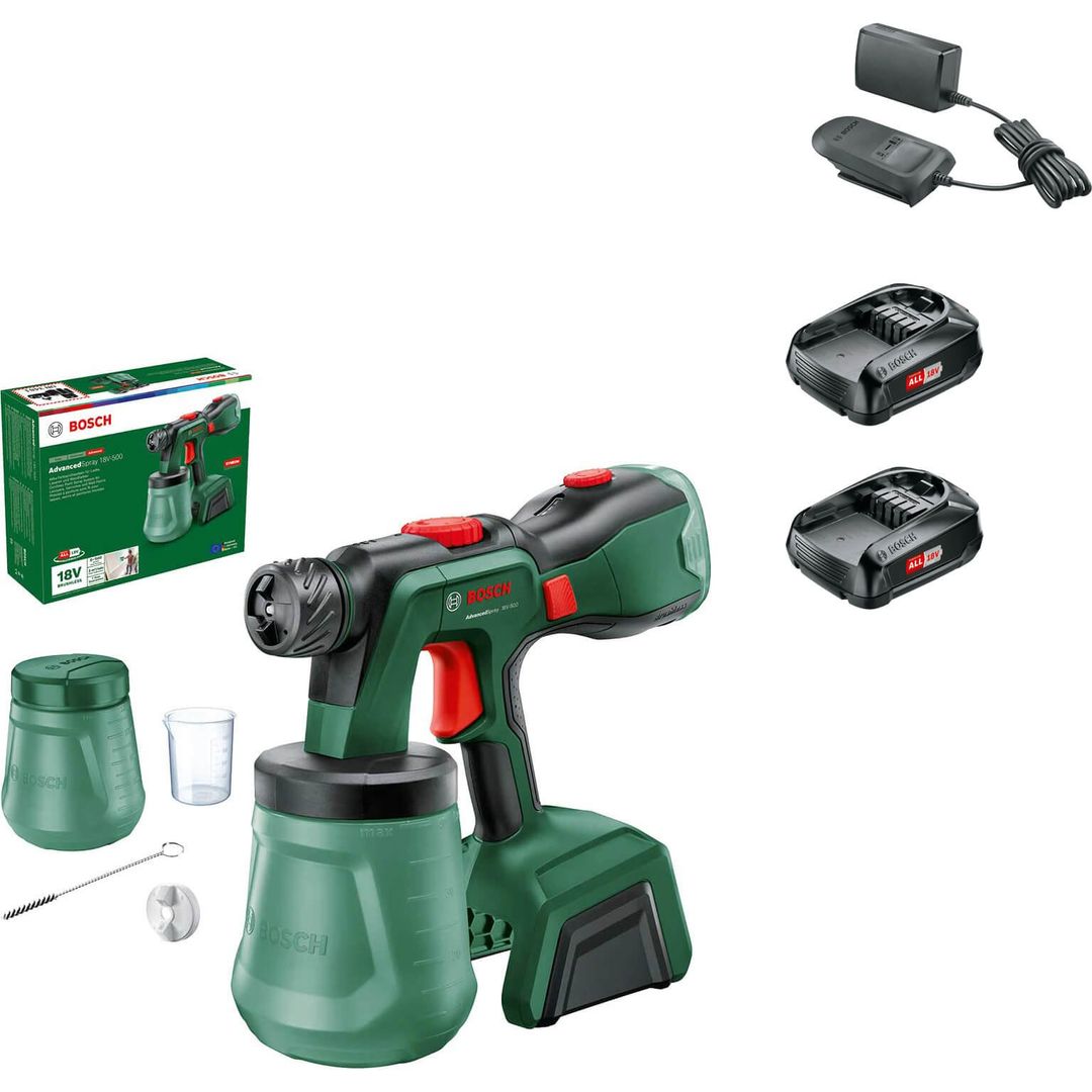 Bosch ADVANCEDSPRAY 18V-500 P4A 18v Cordless Paint Spray System 2 x 1.5ah Li-ion Charger No Case - Image 1