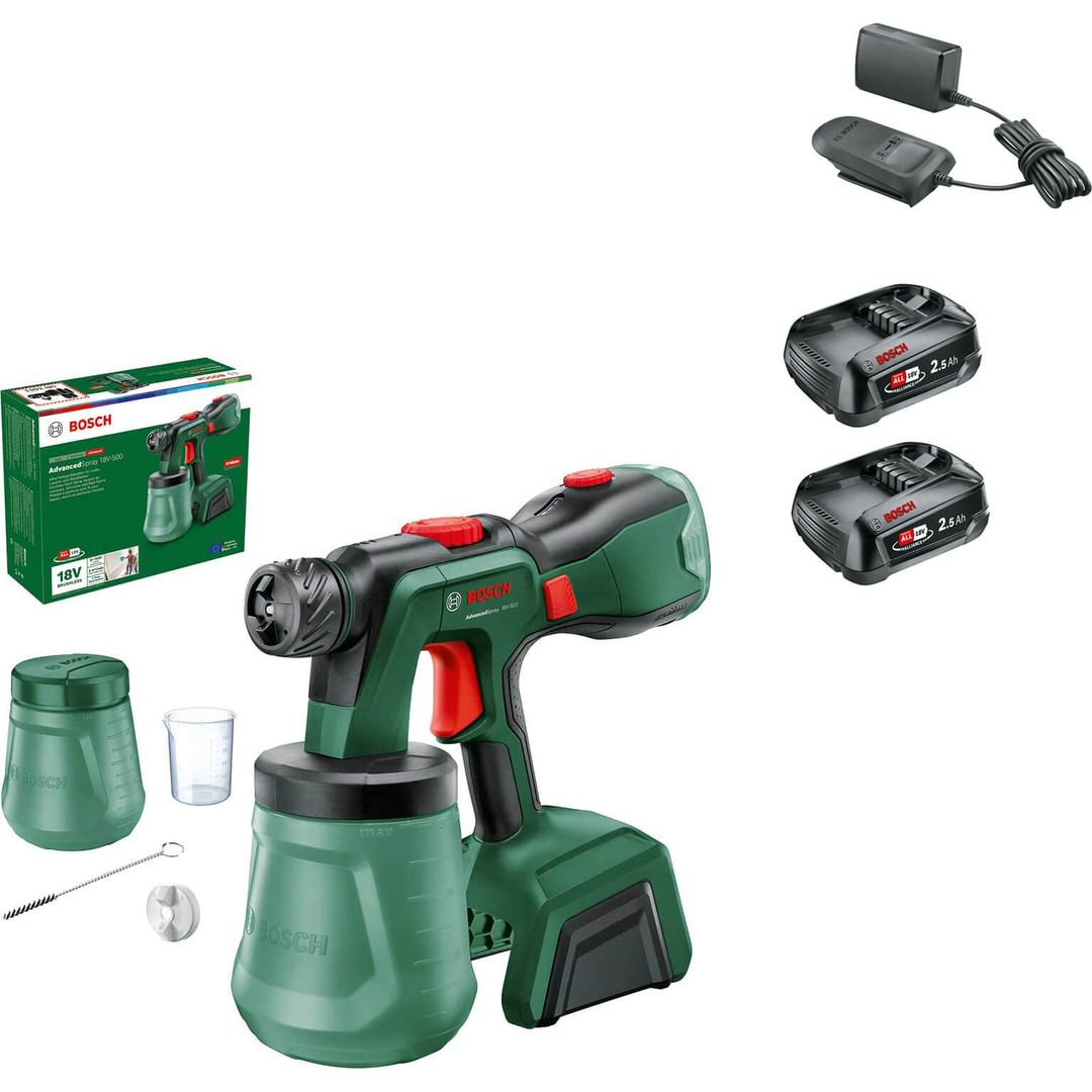 Bosch ADVANCEDSPRAY 18V-500 P4A 18v Cordless Paint Spray System 2 x 2.5ah Li-ion Charger No Case - Image 1