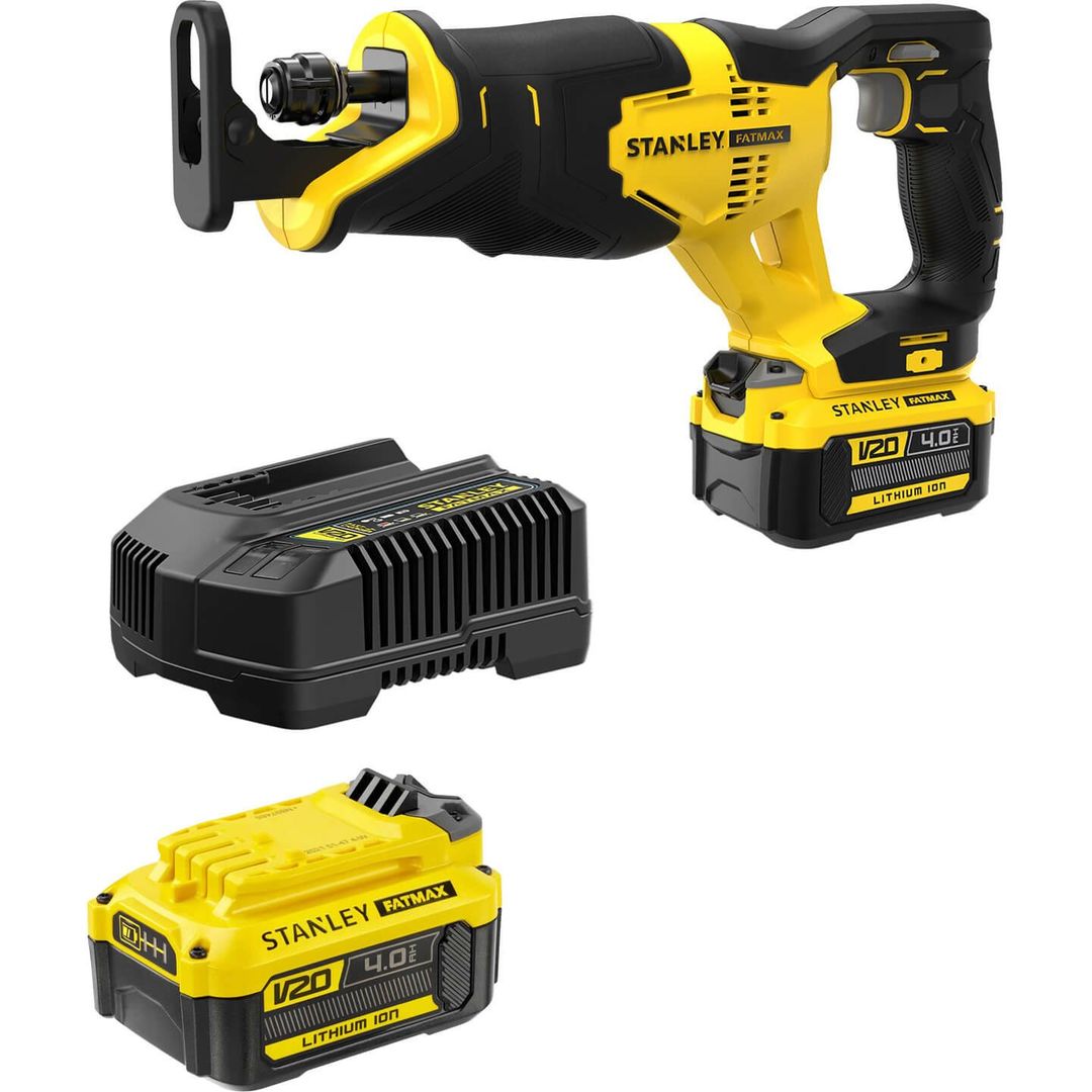 Stanley Fatmax V20 SFMCS300 18v Cordless Reciprocating Saw 2 x 4ah Li-ion Battery Charger No Case - Image 1