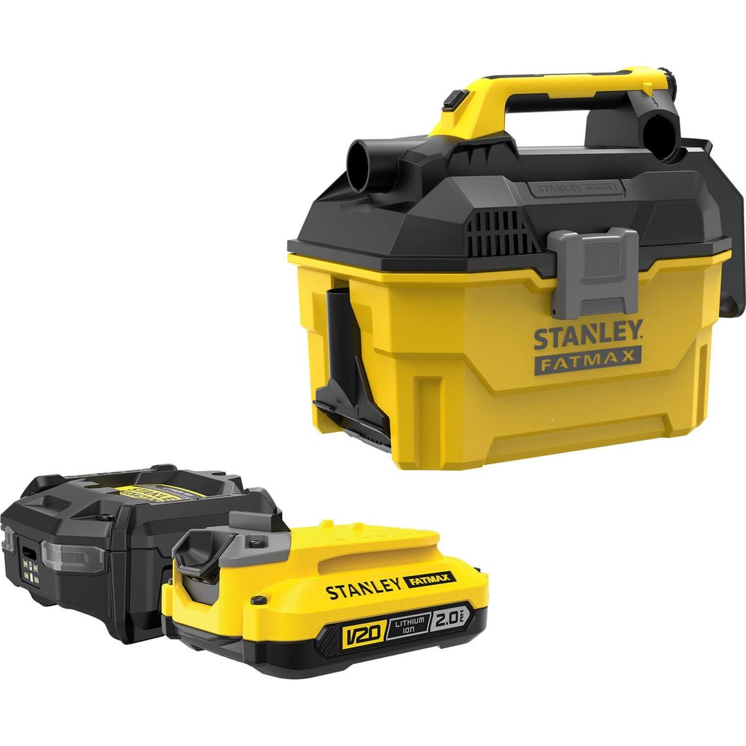 Stanley Fatmax V20 SFMCV002 18v Cordless Wet and Dry Vacuum Cleaner 7.5L 1 x 2ah Li-ion Charger - Image 1