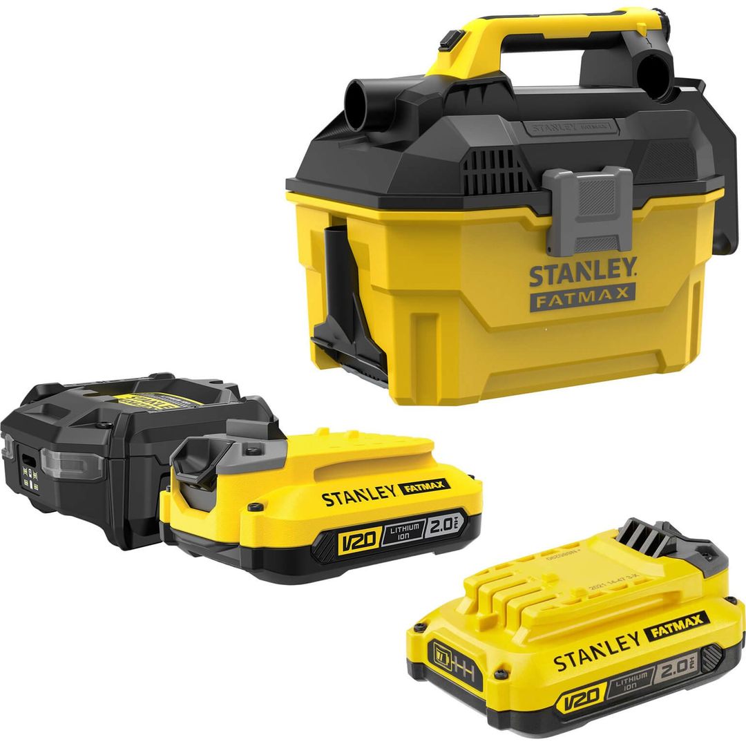 Stanley Fatmax V20 SFMCV002 18v Cordless Wet and Dry Vacuum Cleaner 7.5L 2 x 2ah Li-ion Charger - Image 1