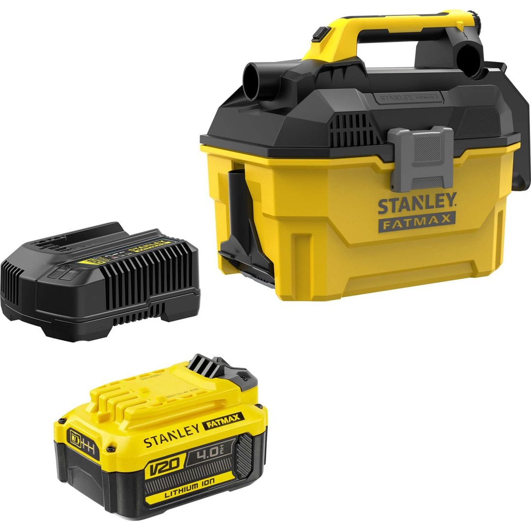 Stanley Fatmax V20 SFMCV002 18v Cordless Wet and Dry Vacuum Cleaner 7.5L 1 x 4ah Li-ion Charger - Image 1