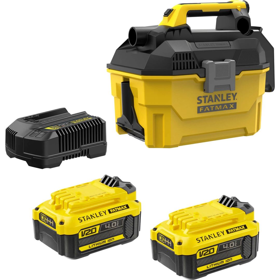 Stanley Fatmax V20 SFMCV002 18v Cordless Wet and Dry Vacuum Cleaner 7.5L 2 x 4ah Li-ion Charger - Image 1