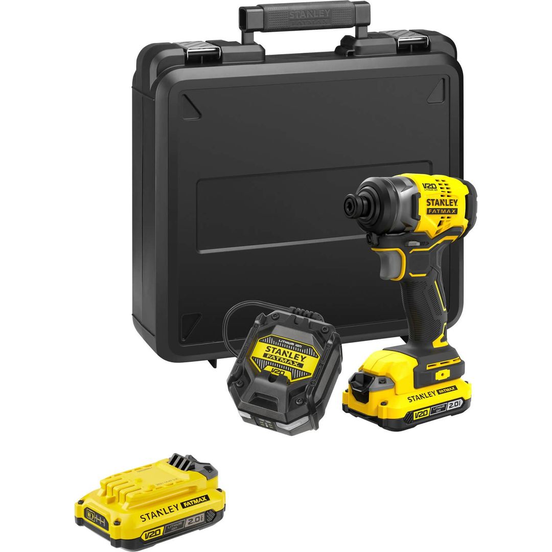 Stanley Fatmax V20 SFMCF810 18v Cordless Brushless Impact Driver 2 x 2ah Li-ion Battery Charger Case - Image 1