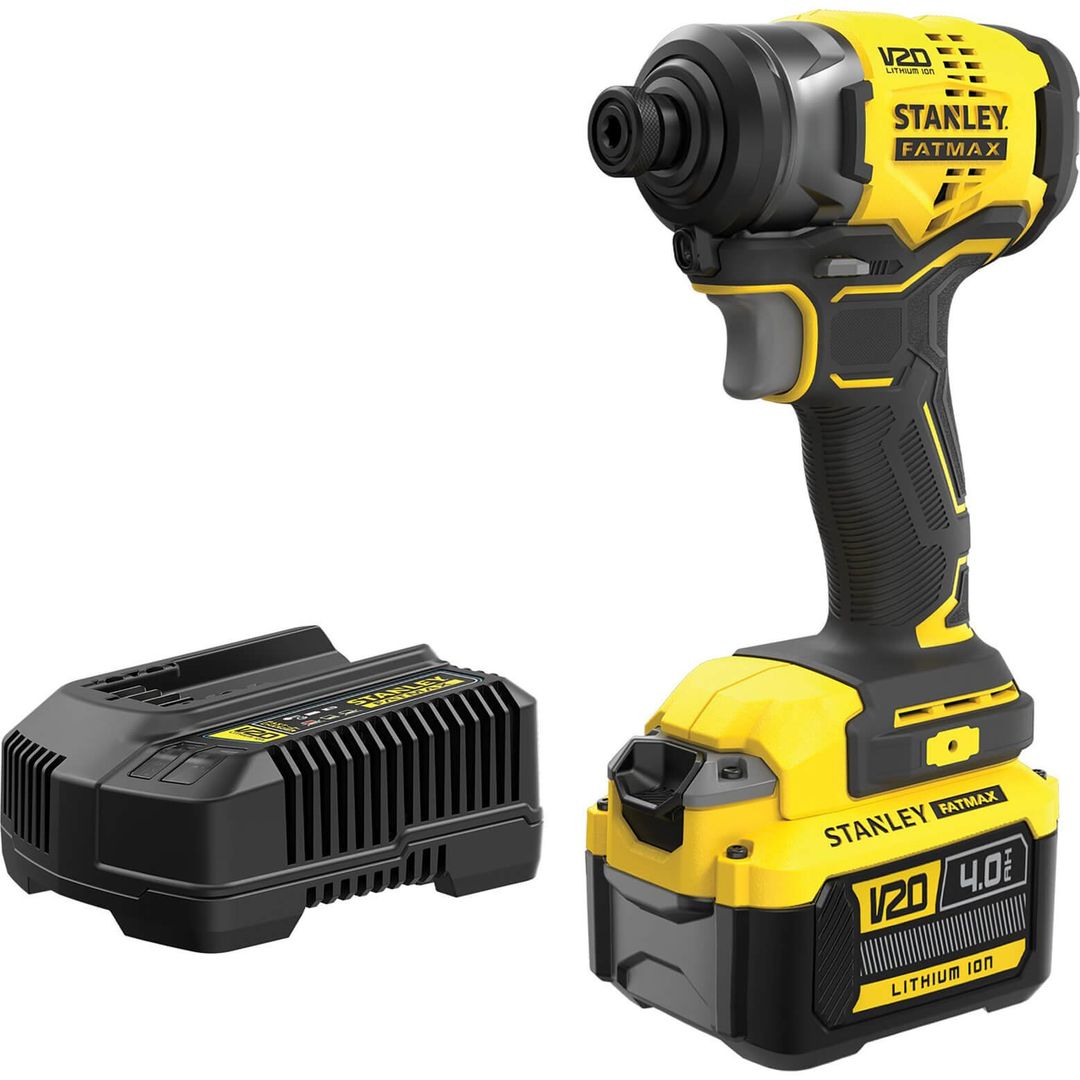 Stanley Fatmax V20 SFMCF810 18v Cordless Brushless Impact Driver 1 x 4ah Li-ion Battery Charger No Case - Image 1