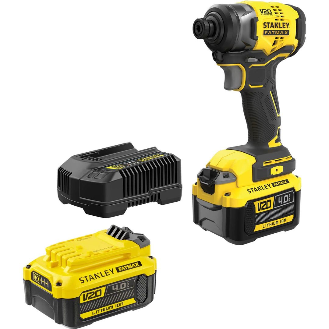 Stanley Fatmax V20 SFMCF810 18v Cordless Brushless Impact Driver 2 x 4ah Li-ion Battery Charger No Case - Image 1