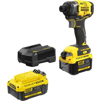 Stanley Fatmax V20 SFMCF810 18v Cordless Brushless Impact Driver 2 x 4ah Li-ion Battery Charger No Case