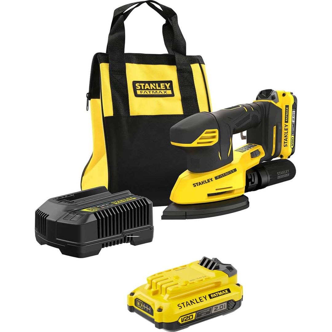 Stanley Fatmax V20 SFMCW221 18v Cordless Detail Sander 2 x 2ah Li-ion Battery Charger Bag - Image 1