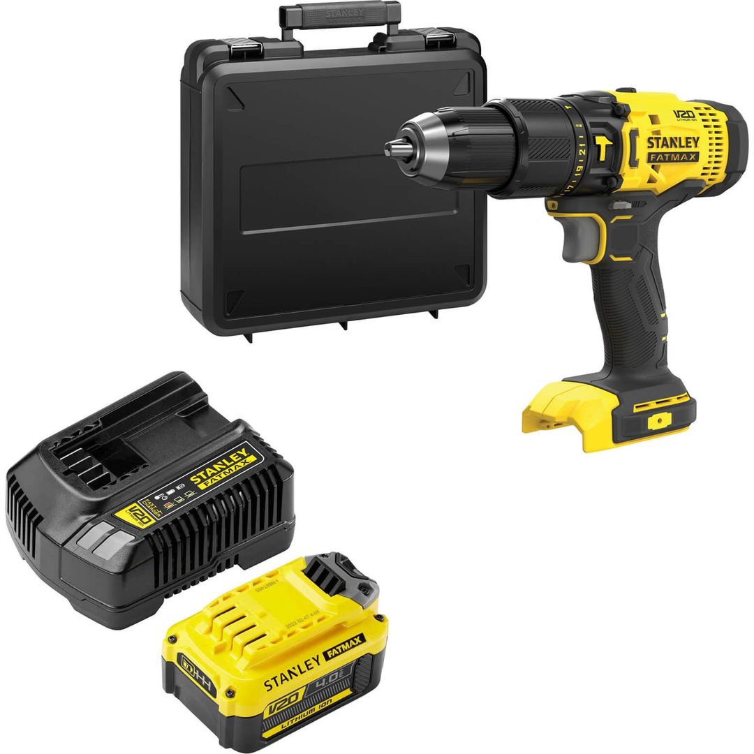 Stanley Fatmax V20 SFMCD711 18v Cordless Combi Drill 1 x 4ah Li-ion Battery Charger Case - Image 1