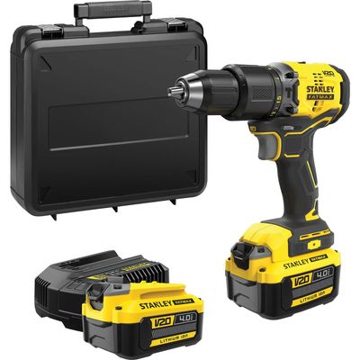 Stanley Fatmax V20 SFMCD715 18v Cordless Brushless Combi Drill 2 x 4ah Li-ion Battery Charger Case